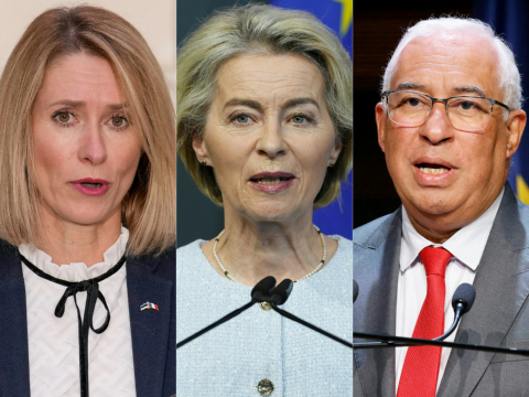 Kaja Kallas, Ursula von der Leyen y António Costa. Foto: AFP